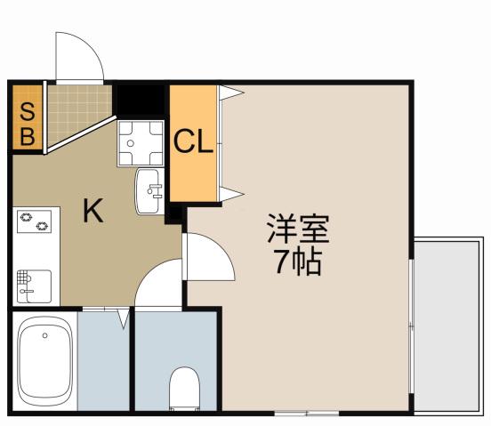 エスパシオ21(1K/1階)の間取り写真