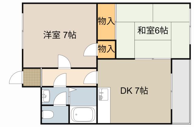 マンション12番館(2DK/2階)の間取り写真