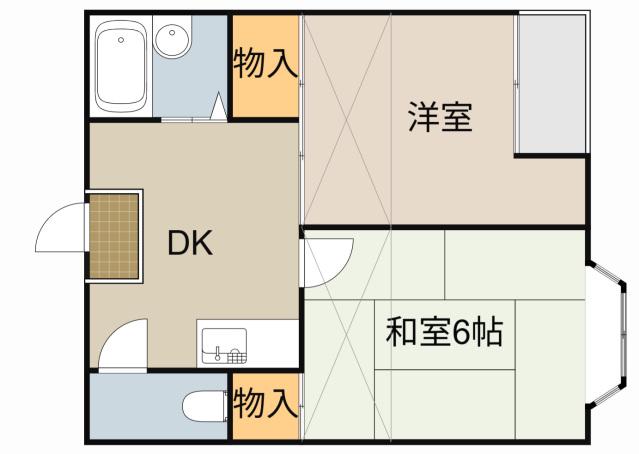 エクセル上島頭(2DK/1階)の間取り写真