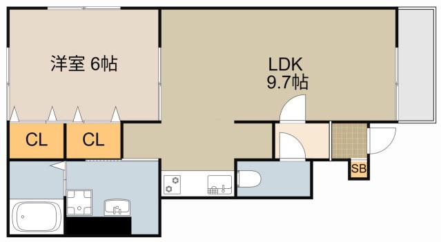 アムールLUSTER(1LDK/1階)の間取り写真