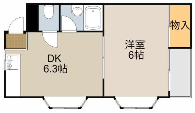 サニーヴィレッジ(1DK/1階)の間取り写真