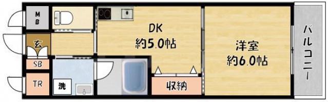 サンフレンドユーPART2(1DK/5階)の間取り写真