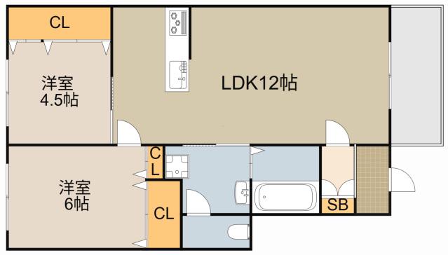 フォルトゥーナ(2LDK/1階)の間取り写真