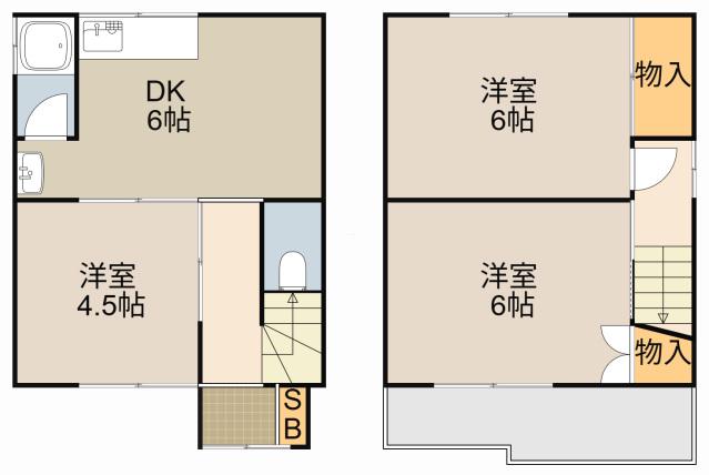 京阪電気鉄道京阪線 萱島駅 徒歩8分 2階建 築43年(3DK)の間取り写真