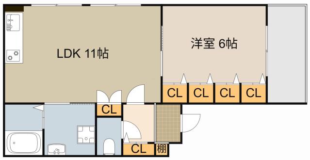 コンフォート宮野町(1LDK/2階)の間取り写真