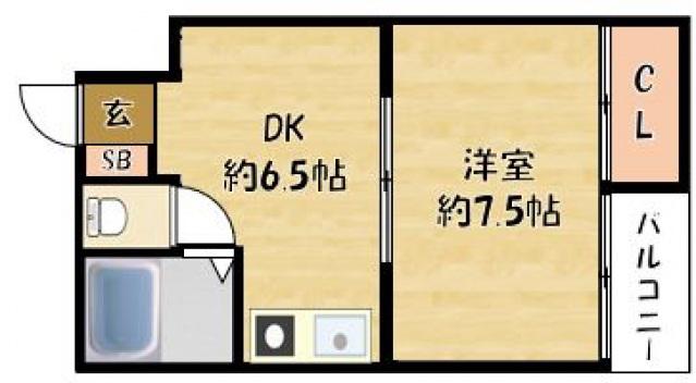 サンティール門真(1DK/3階)の間取り写真