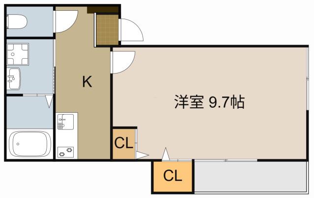 フジパレス西三荘Ⅱ番館(1K/2階)の間取り写真