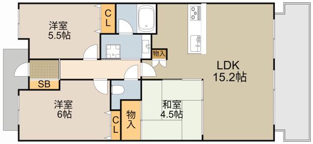 KDXレジデンス守口(3LDK/8階)の間取り写真
