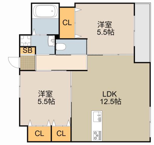 グレイス ティエラ(2LDK/3階)の間取り写真