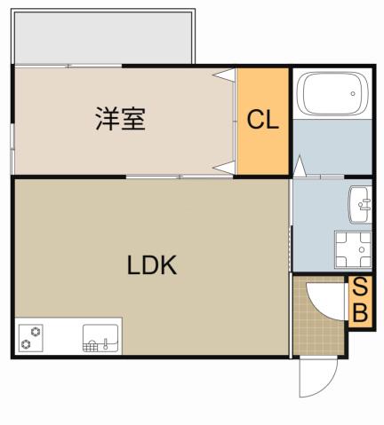 GMヒルズ藤田町(1LDK/1階)の間取り写真