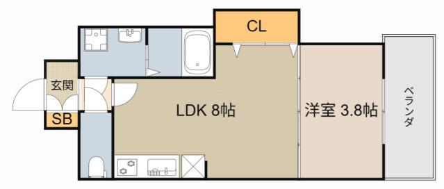 シェリロ香里園(1LDK/3階)の間取り写真