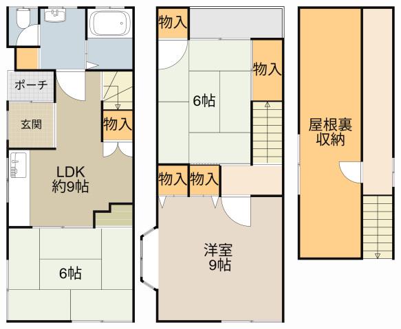 京阪電気鉄道京阪線 寝屋川市駅 徒歩15分 2階建 築36年(3LDK)の間取り写真
