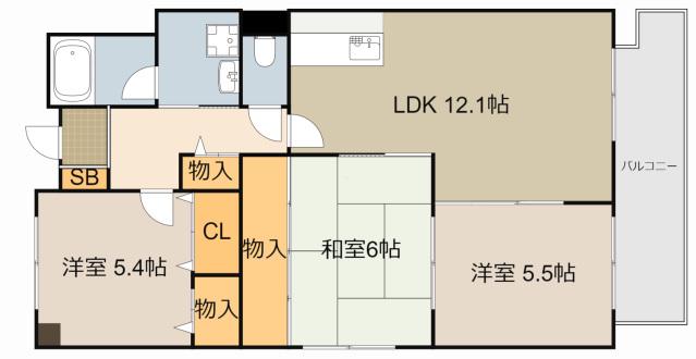 カサ・ブリジャンテ(3LDK/2階)の間取り写真