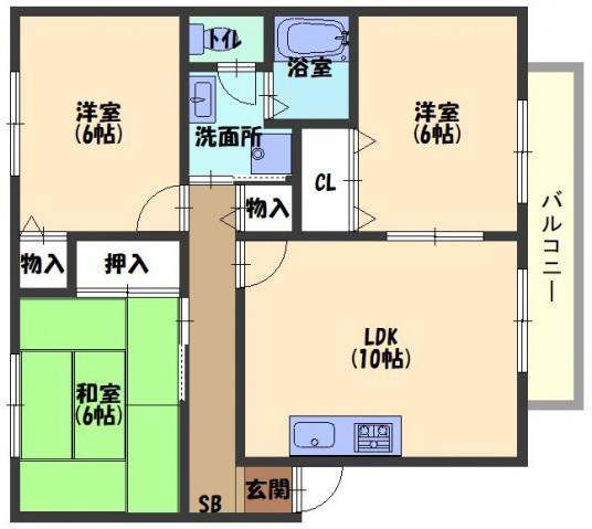 ハイカムール1(3LDK/1階)の間取り写真