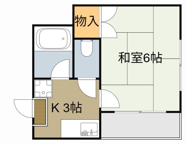 川島第3ビル(1K/1階)の間取り写真
