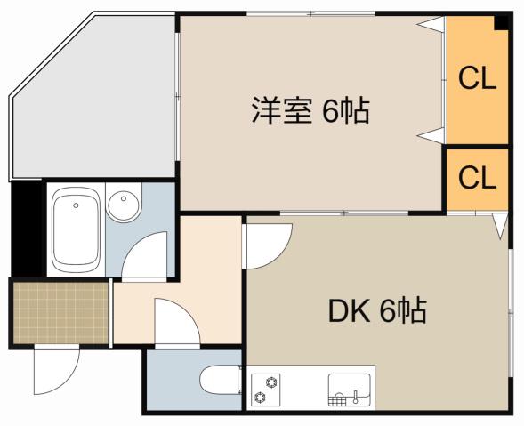 川島第9ビル(1DK/4階)の間取り写真