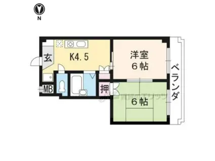 カサミエーヌ紫野(2K/3階)の間取り写真