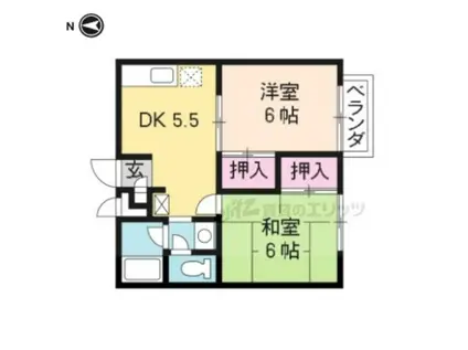グリーンシャトー(2DK/2階)の間取り写真