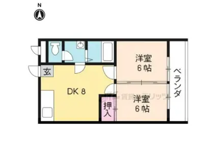 マイシティ北山(2LDK/3階)の間取り写真