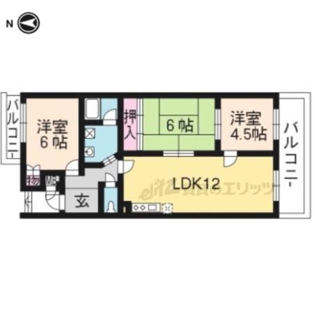 ONマンション(3LDK/4階)の間取り写真