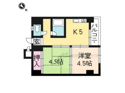 ウエストプラザ三越(2DK/4階)の間取り写真