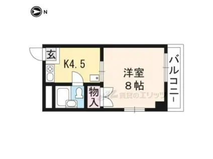 サンライズ北白川(1K/3階)の間取り写真