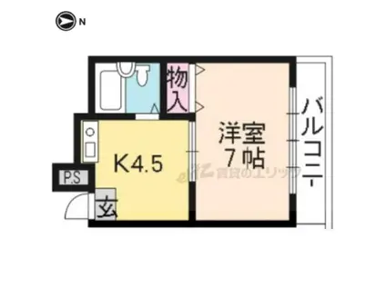 ソサエティ椥辻(1DK/1階)の間取り写真