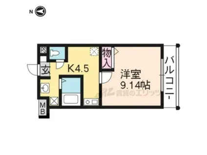 カーサ・ドルチェ(1DK/2階)の間取り写真