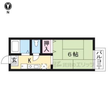 仙光ハイム(1K/2階)の間取り写真