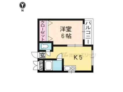 コスモ稲荷(1DK/2階)の間取り写真