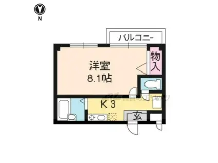 レジデンス北大路(1K/2階)の間取り写真