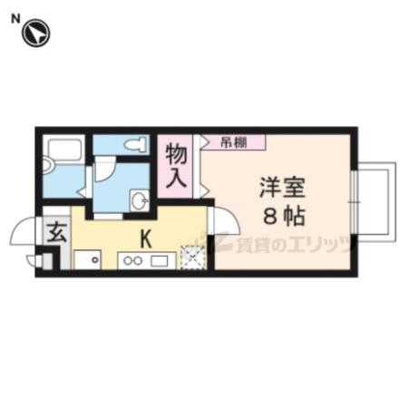 セジュール鴨土(1K/1階)の間取り写真