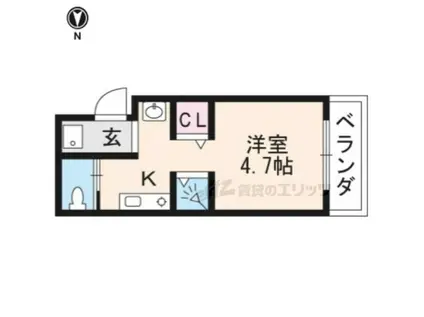 ヴィラタテハラ(ワンルーム/4階)の間取り写真