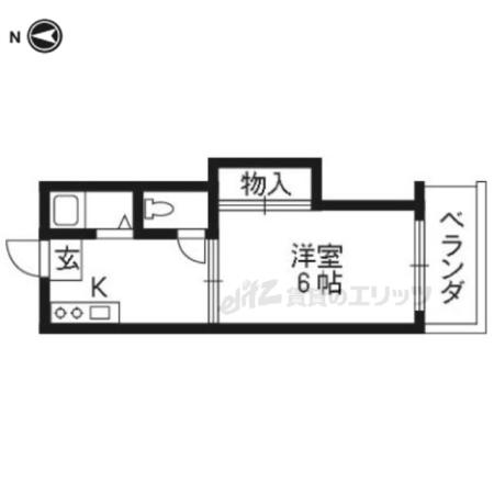 洛水ハイツ(1K/2階)の間取り写真