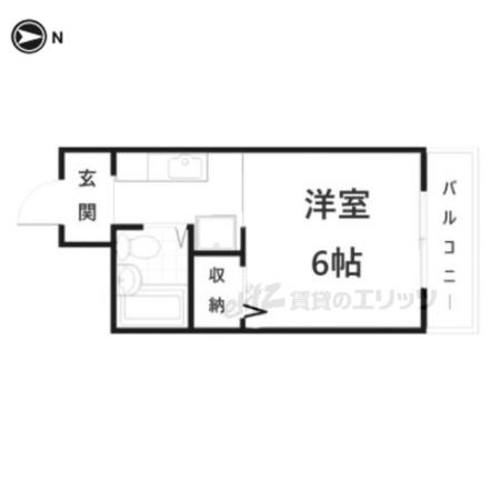 カーサ栗栖(1K/2階)の間取り写真
