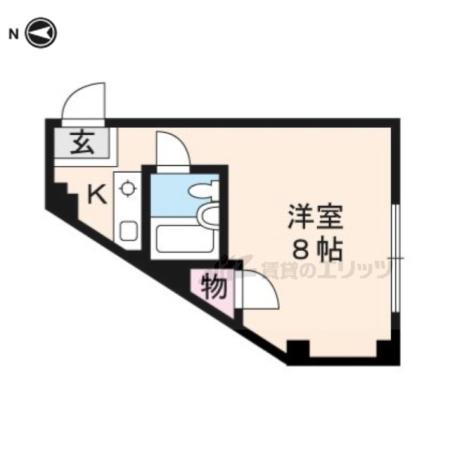 GRANDVALUE出町柳(1K/1階)の間取り写真