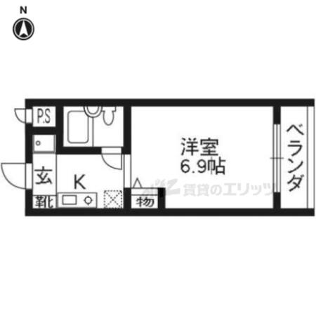 プロスパコート(1K/2階)の間取り写真