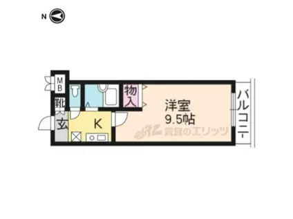 パインフィールド御所(1K/3階)の間取り写真