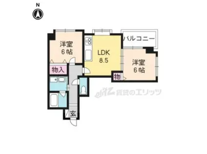 グランドール(2LDK/3階)の間取り写真