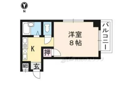 フルール衣笠(1K/2階)の間取り写真