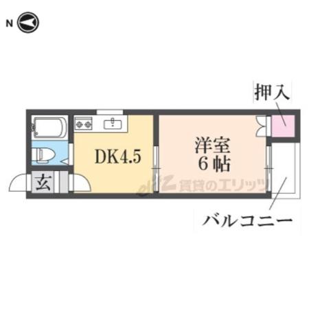 ハウスDOI(1DK/2階)の間取り写真