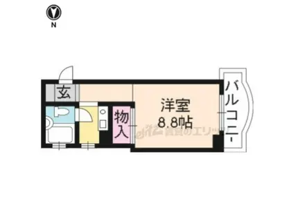 SAMSQUARE銀閣寺道(1K/3階)の間取り写真