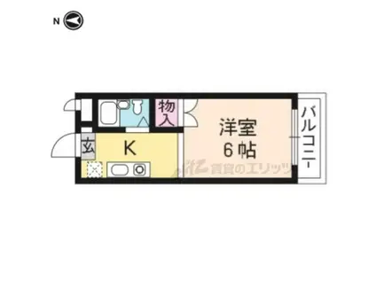パラドール円町(1K/1階)の間取り写真