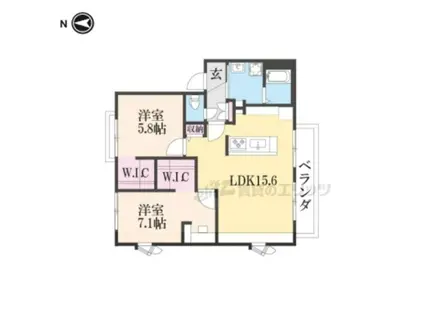 ウエスト HILL(2LDK/2階)の間取り写真