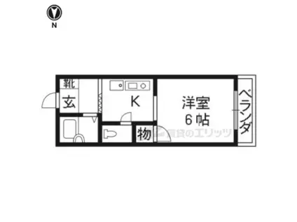 衣笠ハイツ(1K/1階)の間取り写真