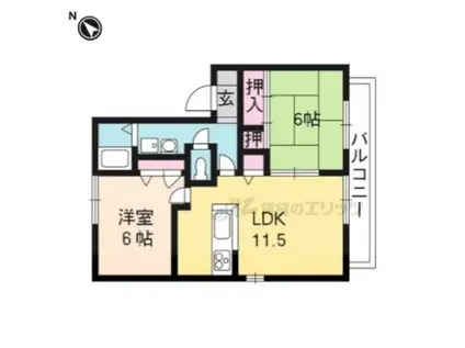 CLAIR 嵯峨(2LDK/2階)の間取り写真