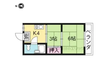 初音コーポ(2K/3階)の間取り写真