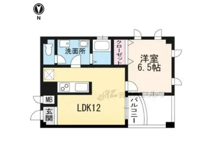 ハウゼ西賀茂(1LDK/2階)の間取り写真