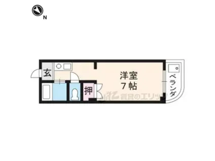 ヴィラモナミ(1K/3階)の間取り写真