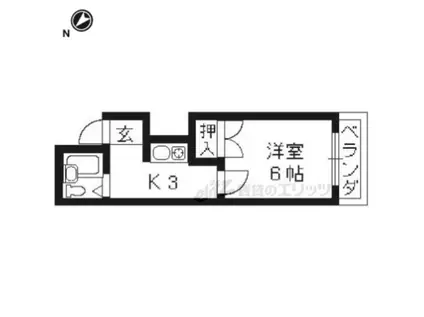 ヴィラトルファン(1K/4階)の間取り写真